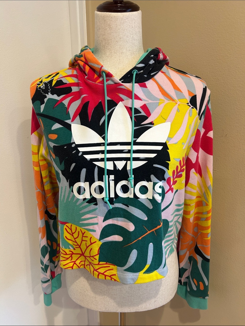 adidas Tropical Graphic Hoodie in Teal, Yellow, Pink and Orange